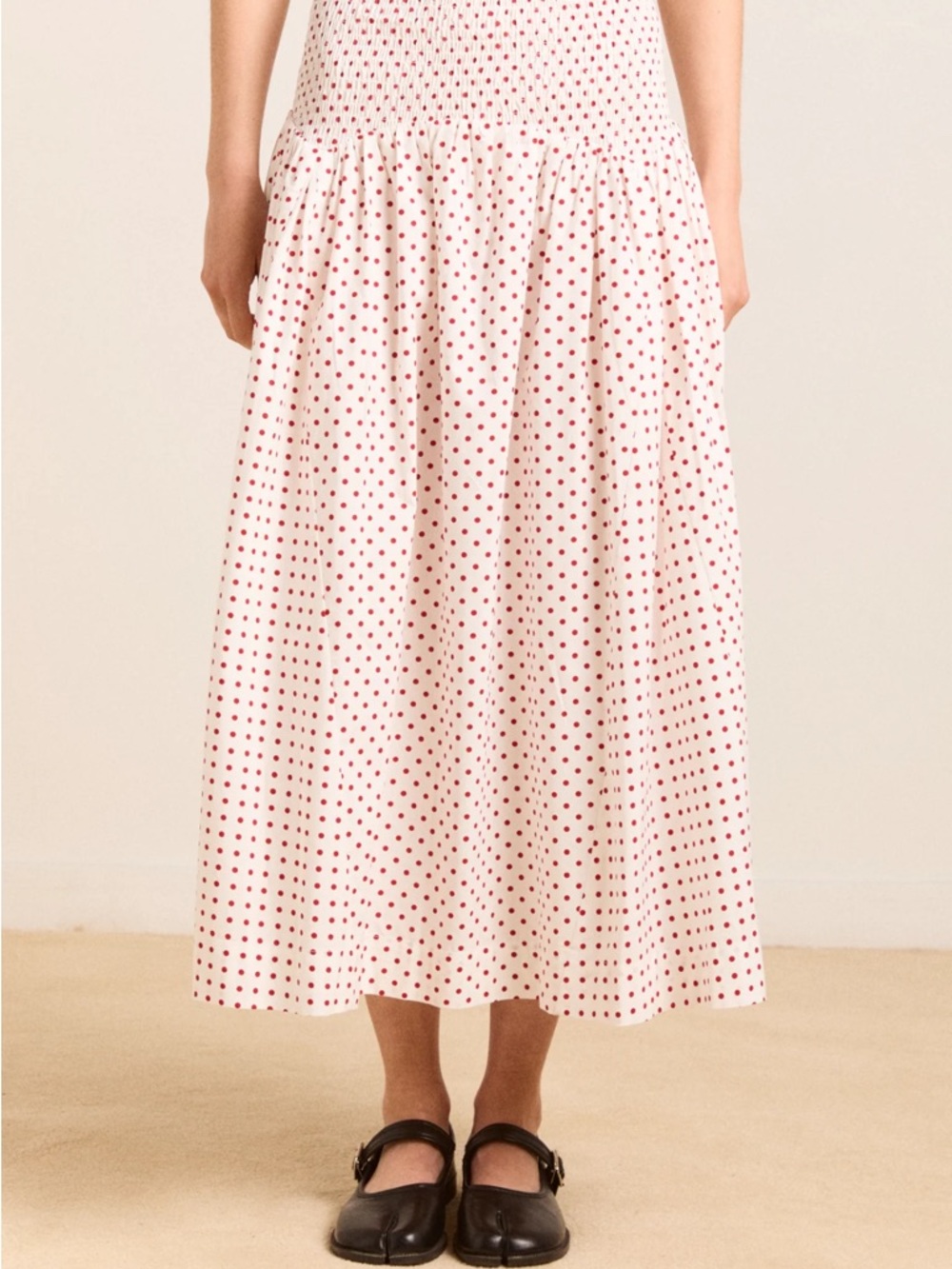 Damson Madder White Skirt with Polka Dots